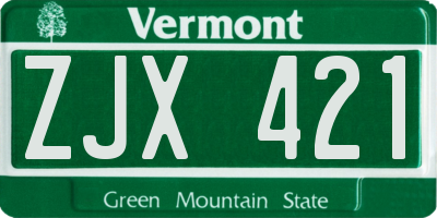 VT license plate ZJX421