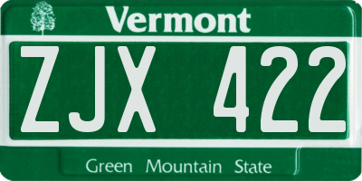 VT license plate ZJX422
