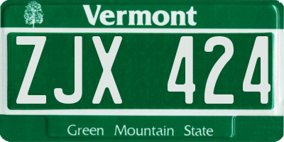 VT license plate ZJX424