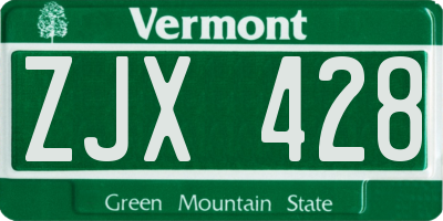 VT license plate ZJX428