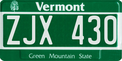 VT license plate ZJX430