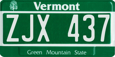 VT license plate ZJX437