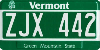 VT license plate ZJX442