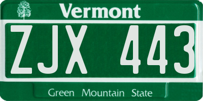 VT license plate ZJX443