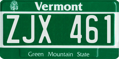 VT license plate ZJX461