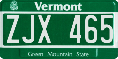 VT license plate ZJX465