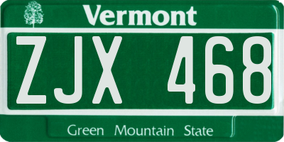 VT license plate ZJX468