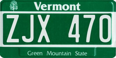 VT license plate ZJX470