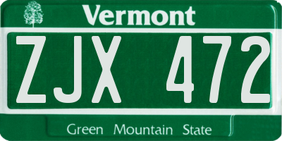 VT license plate ZJX472