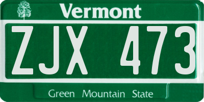VT license plate ZJX473