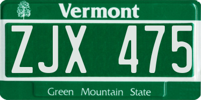 VT license plate ZJX475