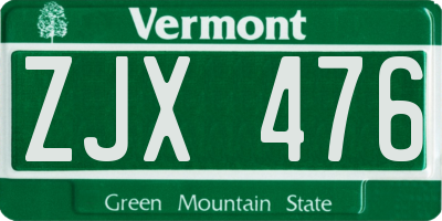 VT license plate ZJX476