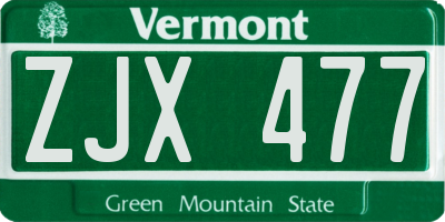 VT license plate ZJX477