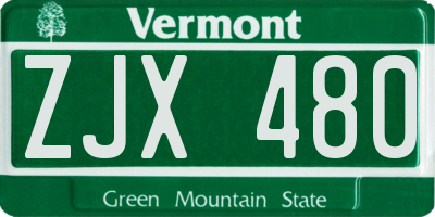 VT license plate ZJX480