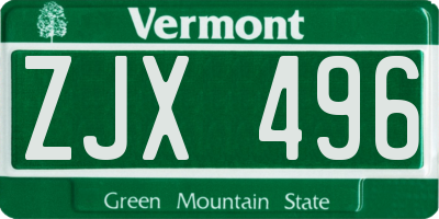 VT license plate ZJX496