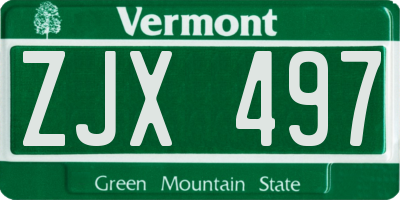 VT license plate ZJX497