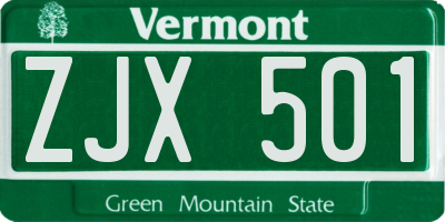 VT license plate ZJX501