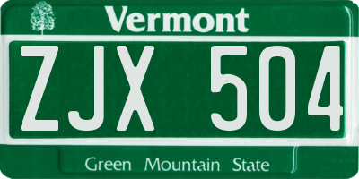 VT license plate ZJX504