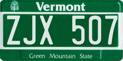VT license plate ZJX507