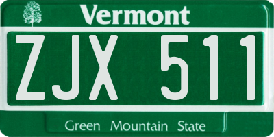 VT license plate ZJX511
