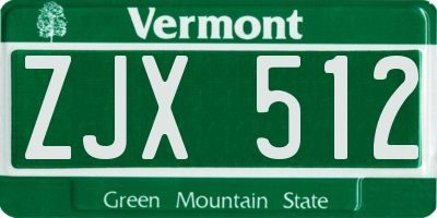 VT license plate ZJX512