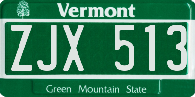 VT license plate ZJX513