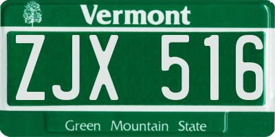 VT license plate ZJX516