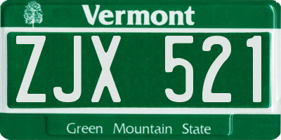 VT license plate ZJX521