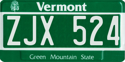 VT license plate ZJX524