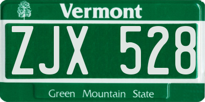 VT license plate ZJX528