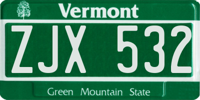 VT license plate ZJX532