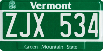 VT license plate ZJX534