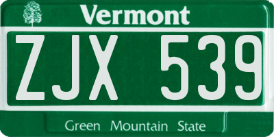 VT license plate ZJX539