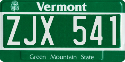 VT license plate ZJX541