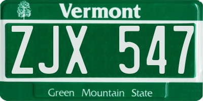 VT license plate ZJX547