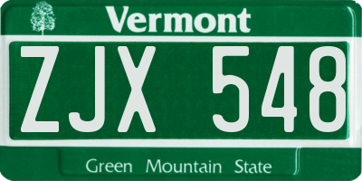 VT license plate ZJX548