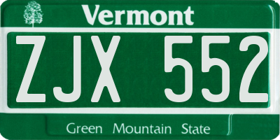 VT license plate ZJX552