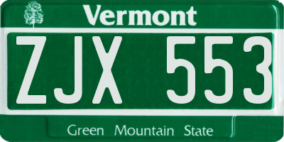 VT license plate ZJX553