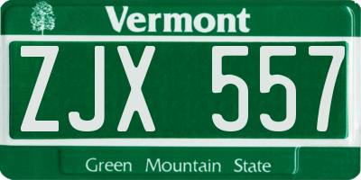 VT license plate ZJX557