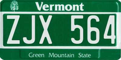 VT license plate ZJX564