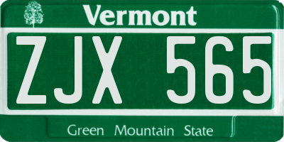 VT license plate ZJX565