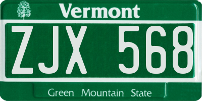 VT license plate ZJX568