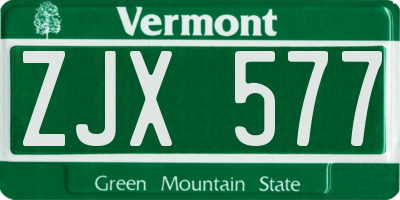 VT license plate ZJX577