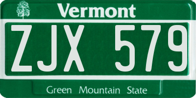 VT license plate ZJX579