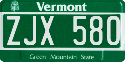 VT license plate ZJX580