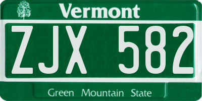 VT license plate ZJX582