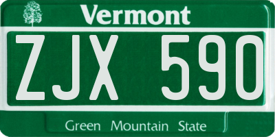 VT license plate ZJX590