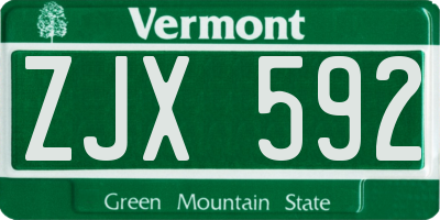 VT license plate ZJX592