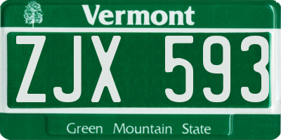 VT license plate ZJX593