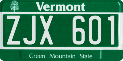 VT license plate ZJX601